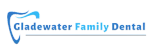 a logo for gladewater family dental with a tooth on it