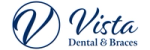 a blue logo for vista dental and braces