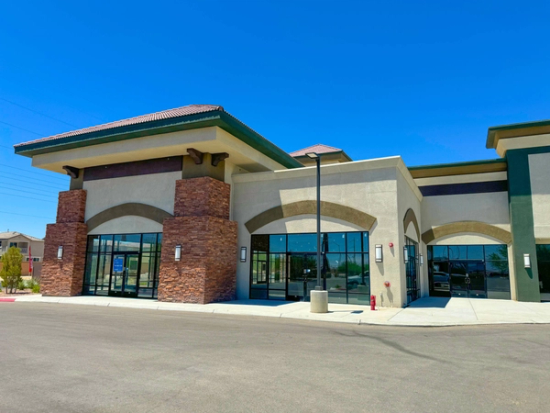 a large building with a fire hydrant in front of it