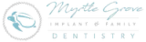 Myrtle Grove Implant & Family Dentistry logo with a light blue turtle inside a rope circle.