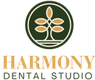 harmony dental studio logo on a black background
