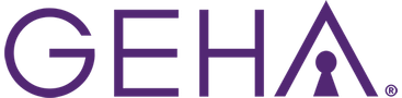 the word geha is written in purple on a black background