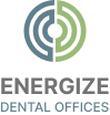 the logo for energize dental offices is a blue and green circle with a circle in the middle .