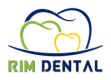 a logo for rim dental with a snake and two teeth