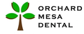 a logo for orchard mesa dental with a tree and leaves