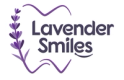 a logo for lavender smiles with a tooth and lavender flowers
