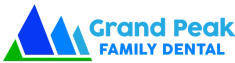 a blue and green logo for grand peak family dental