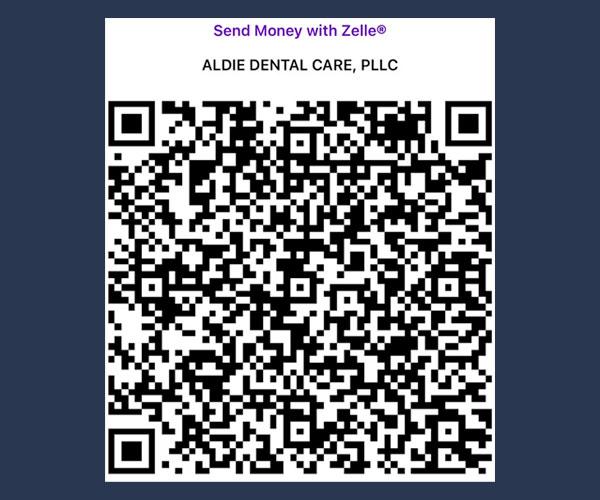 QR code for Zelle payments to Aldie Dental Care, PLLC.