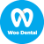 a blue circle with the word woo dental on it