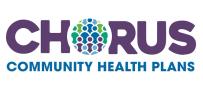 the logo for chorus community health plans is purple and blue .