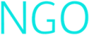 the word ngo is written in pixel art on a black background .