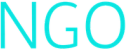 the word ngo is written in pixel art on a black background .