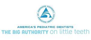 American Academy of Pediatric Dentistry logo with the text "America's Pediatric Dentists. The Big Authority on little teeth."