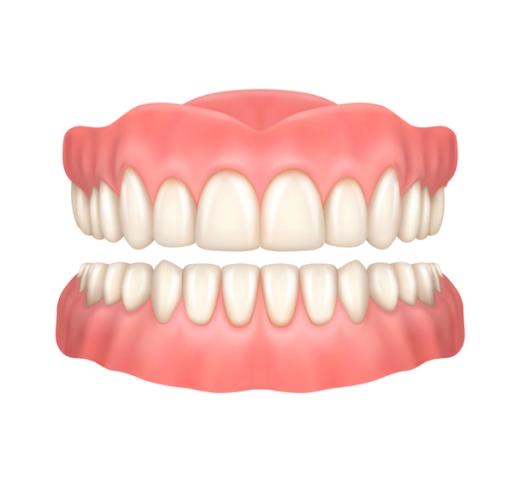 a close up of a denture with white teeth on a white background .