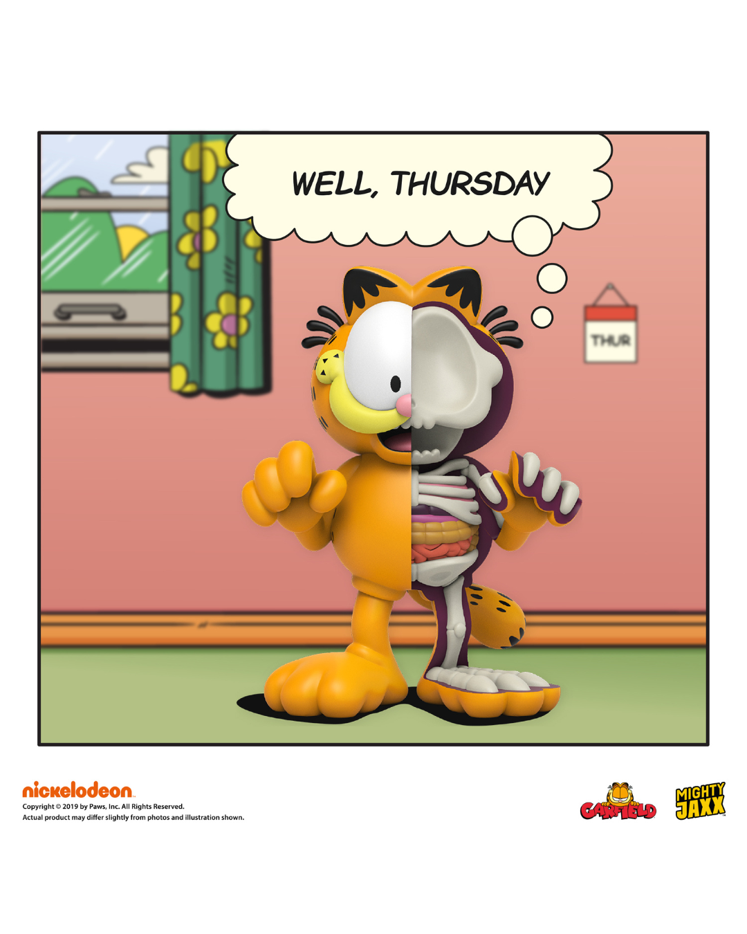 mighty jaxx　ガーフィールド　半分 骨格 フィギュア　半解剖 MIGHTY JAXX Garfield Half Skeleton Yellow Vinyl Figure H20cm