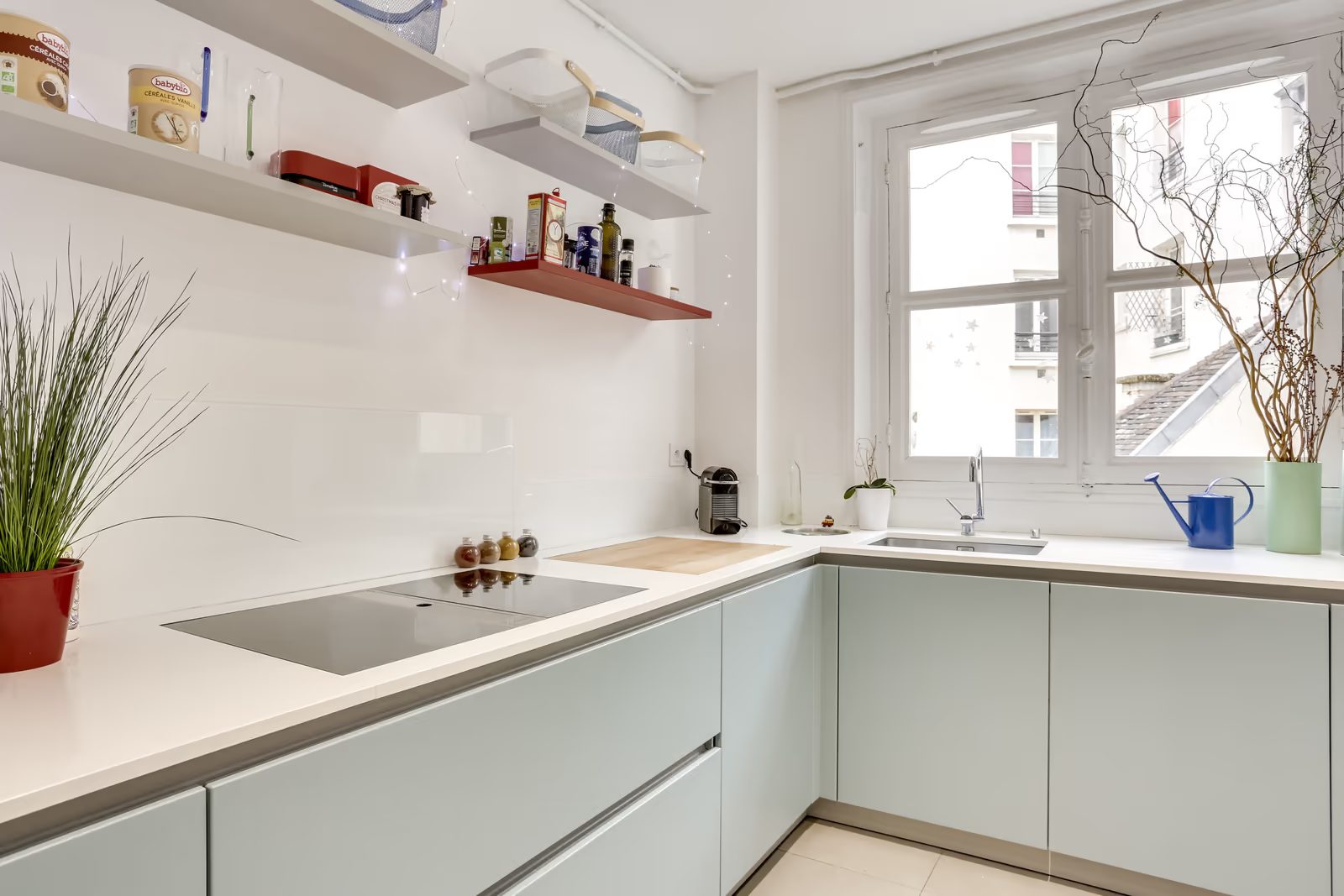 Cuisine sur-mesure bleu canard — réalisation Dec Home Agencement