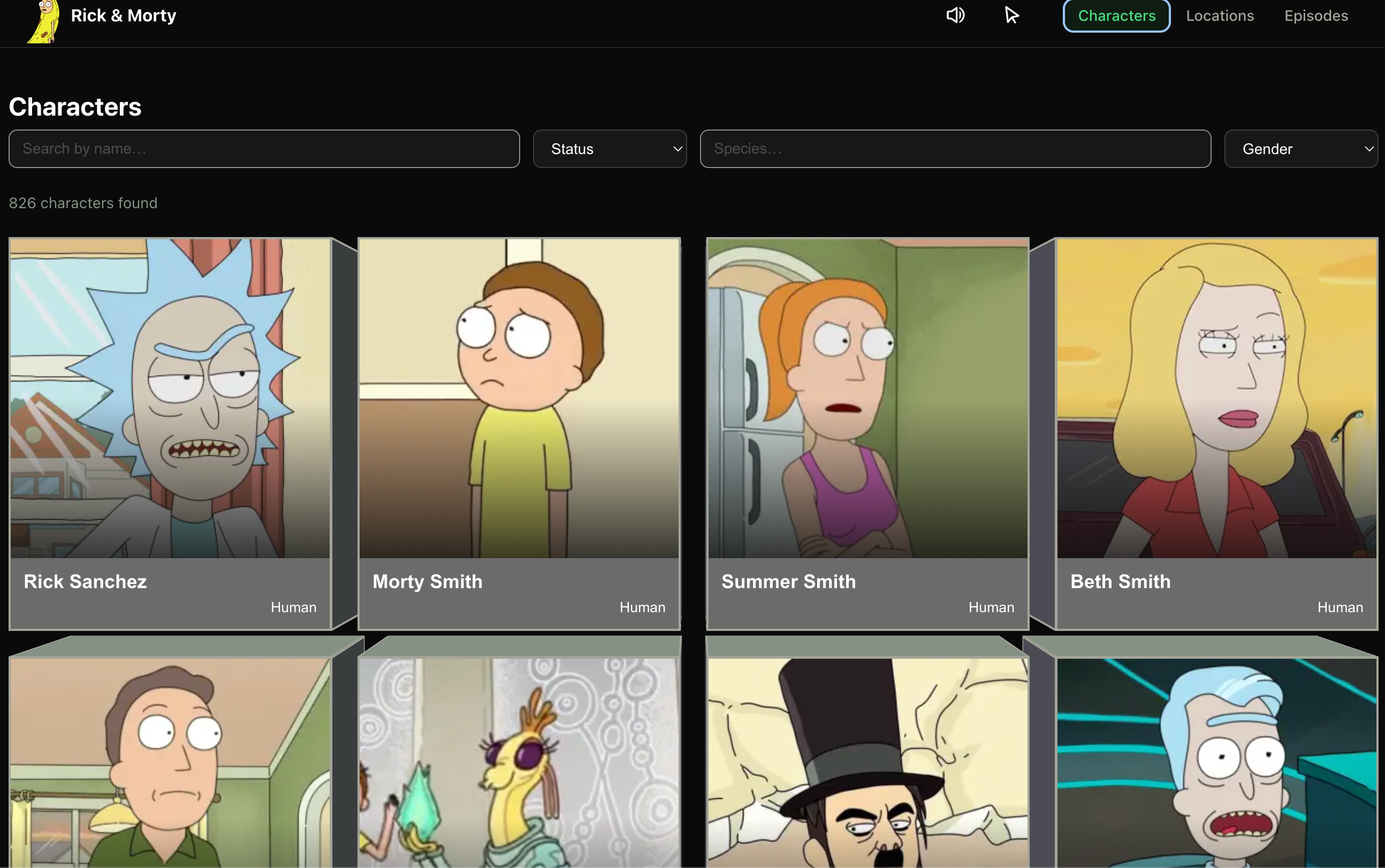 Cover image for Rick and Morty Website