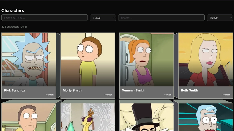 Cover image for Rick and Morty Website
