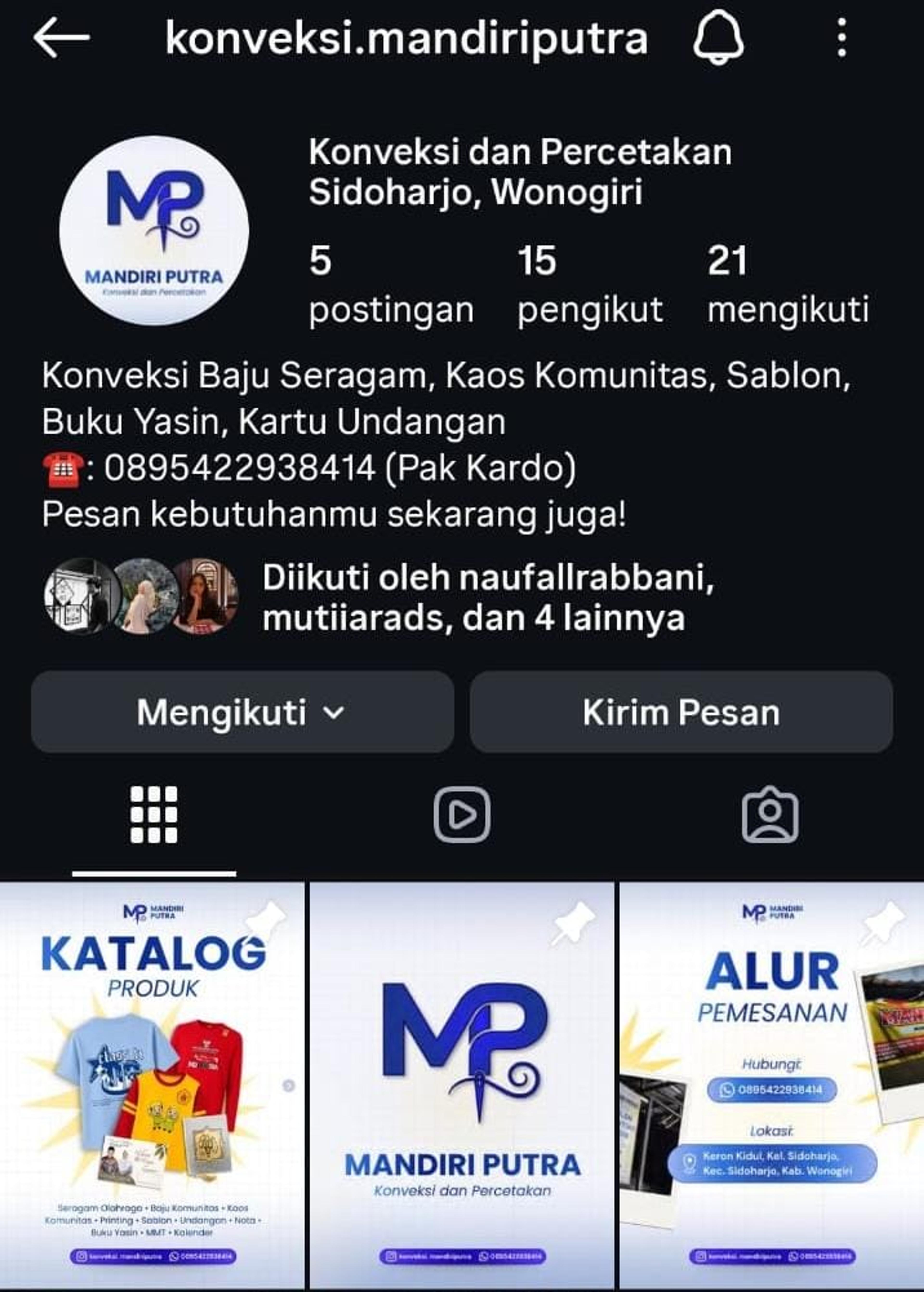 Konveksi Mandiri Putra @konveksi.mandiriputra
