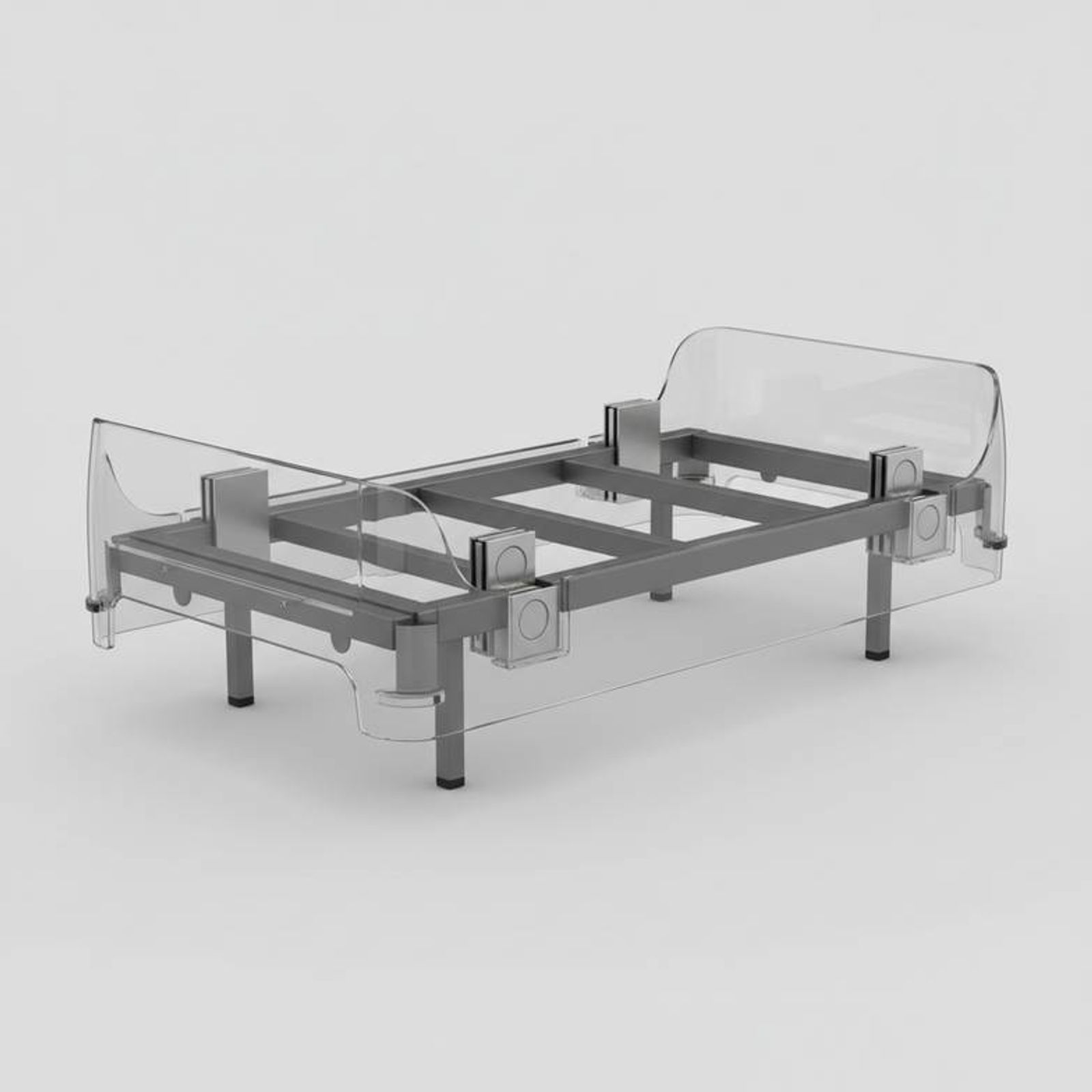 A diagram showing the load cells strategically placed inside the frame of a hospital bed with a weighing system.