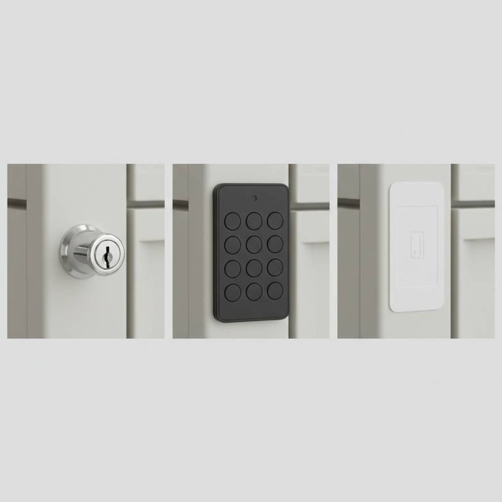 Different locking options on a medication cart, including a key lock and an electronic keypad