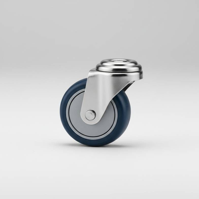 A close-up of a high-quality medical trolley caster, highlighting the importance of early planning for medical trolley caster replacement.