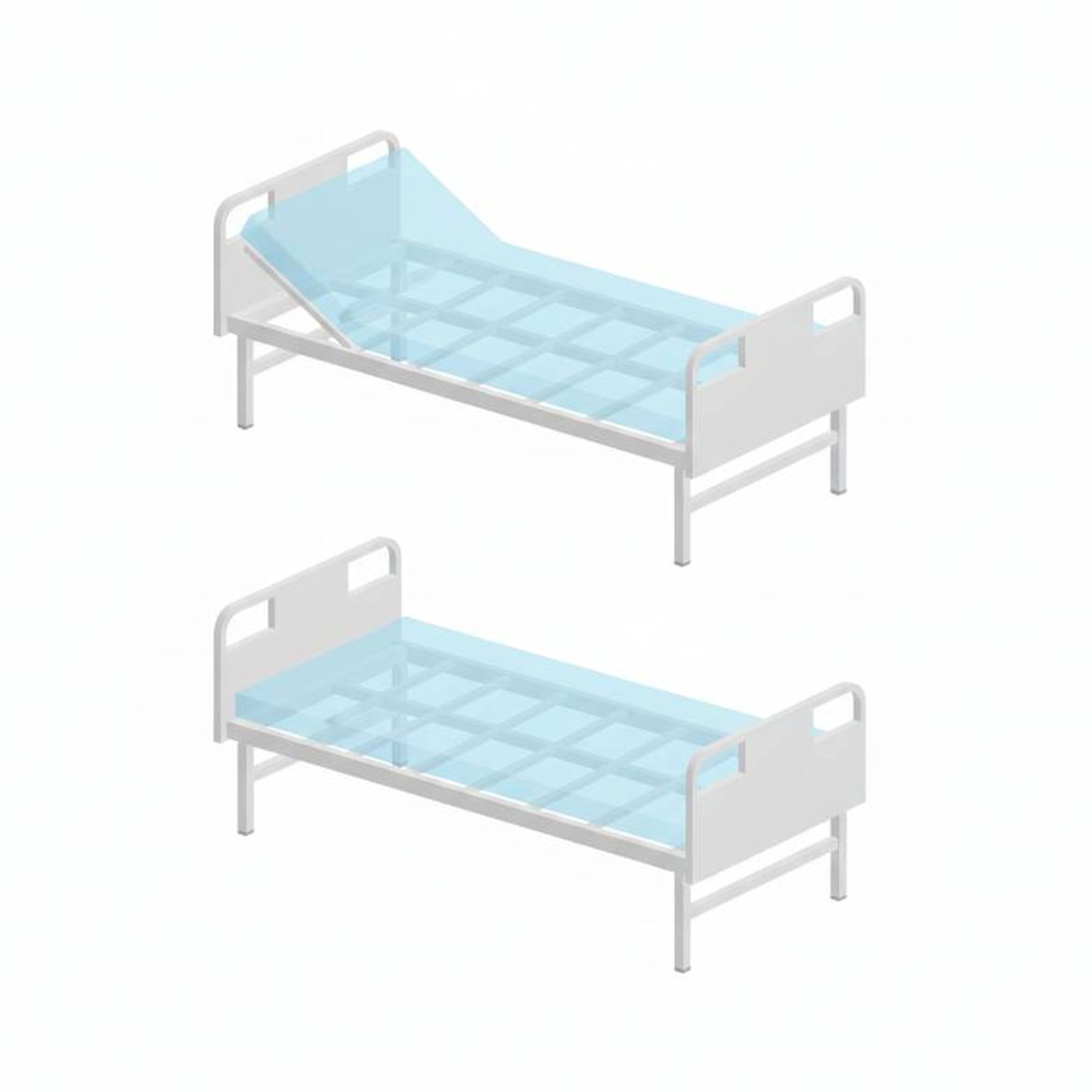 Diagram showing the coverage area of a hospital bed X-ray translucent platform for backrest only vs. full length