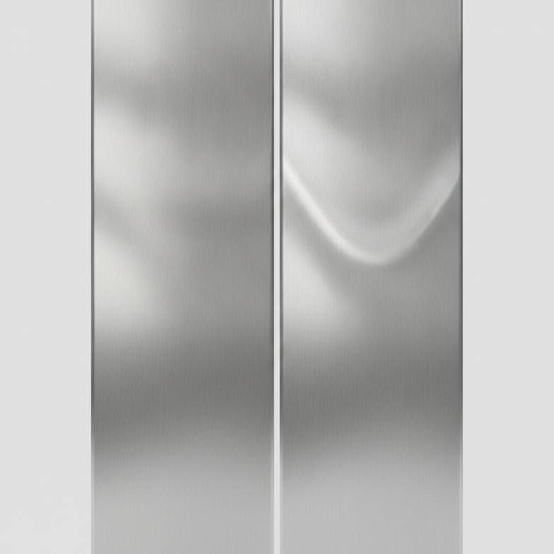 Close-up comparison of SS304 vs SS201 stainless steel finish on medical cabinets