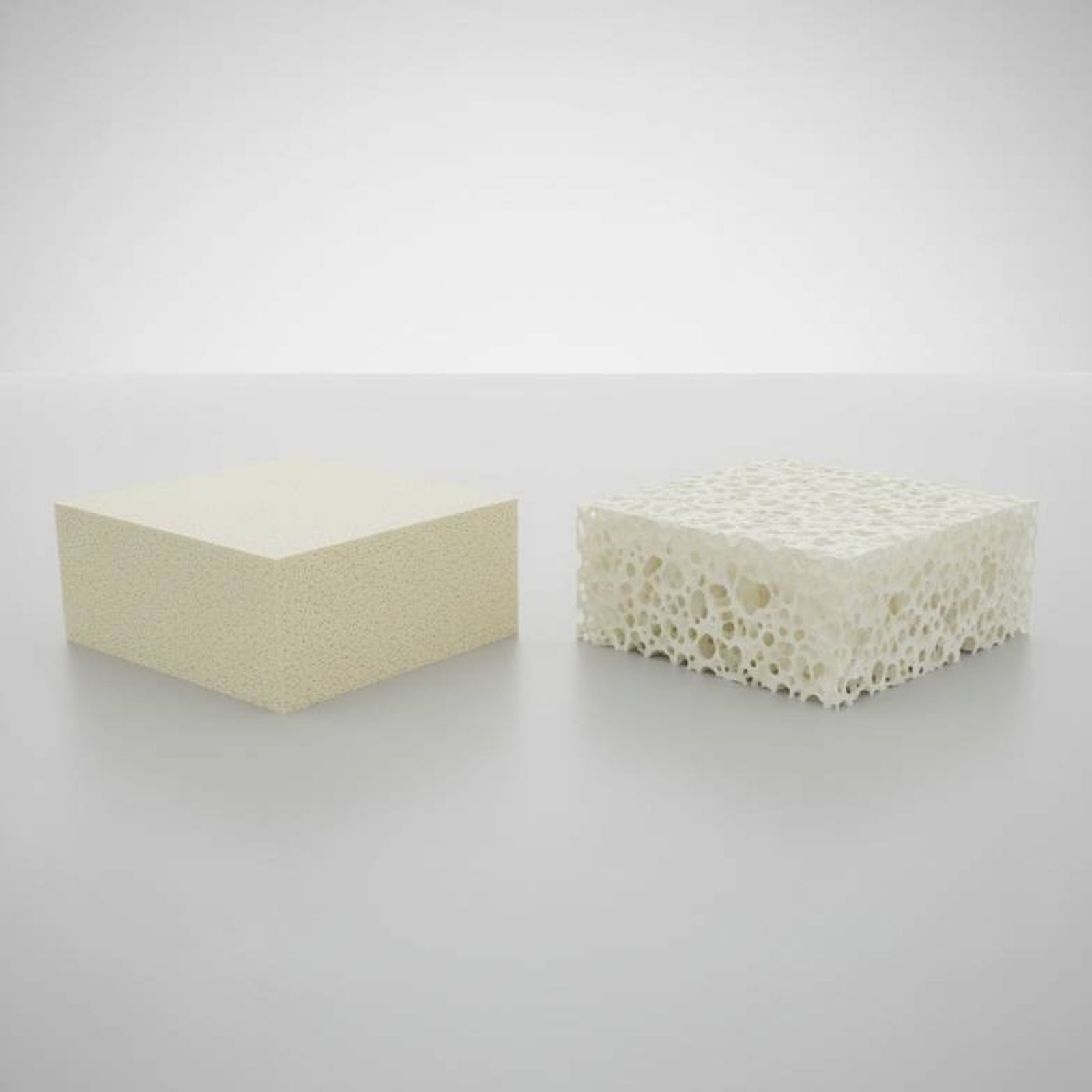 Side-by-side comparison of two different medical mattress materials