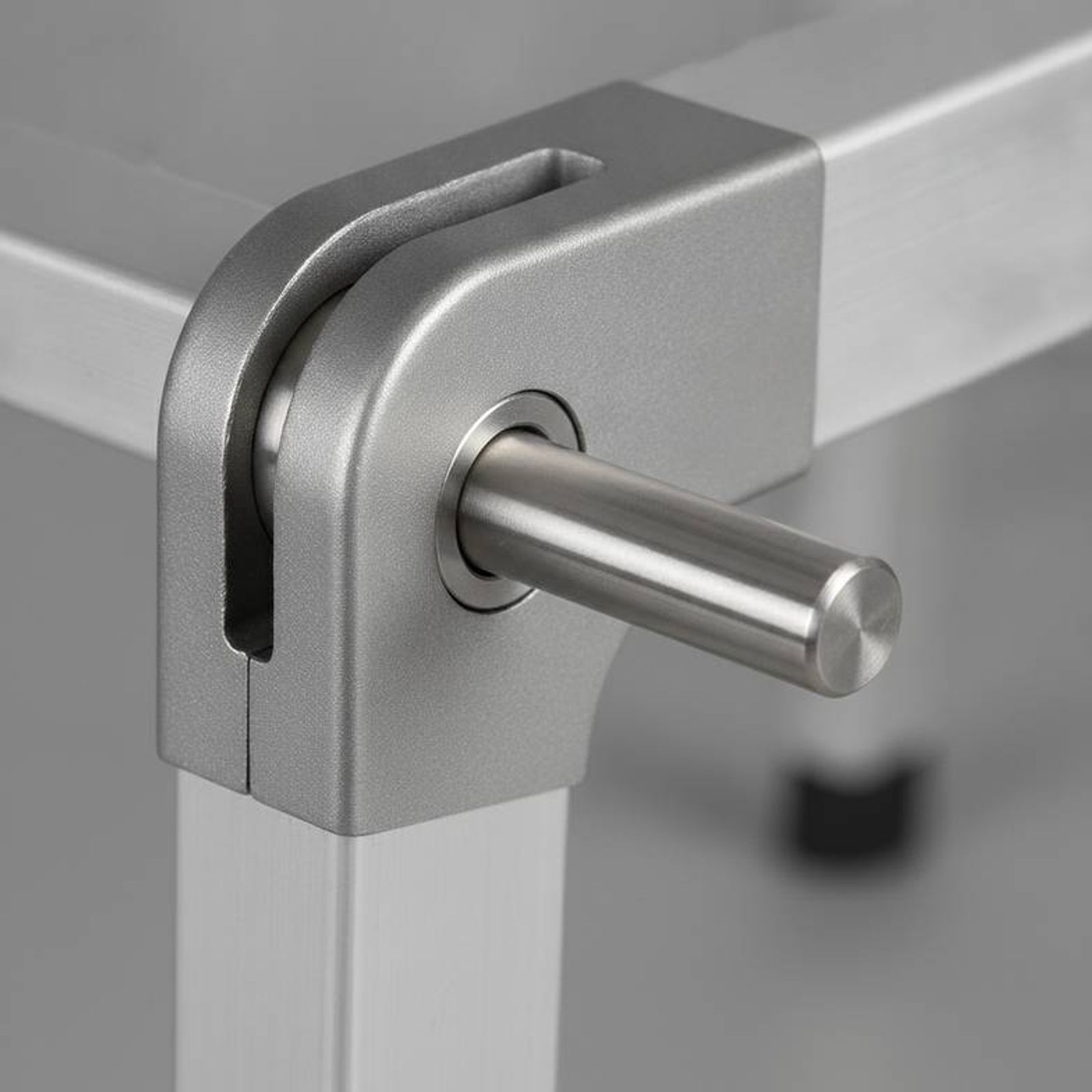 Close-up of a sturdy locking mechanism on a folding medical stretcher