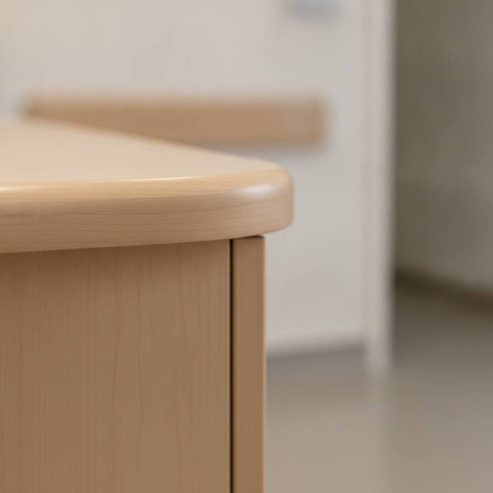 A close-up of a chair with smoothly rounded corners and edges, highlighting safety features in nursing home furniture.