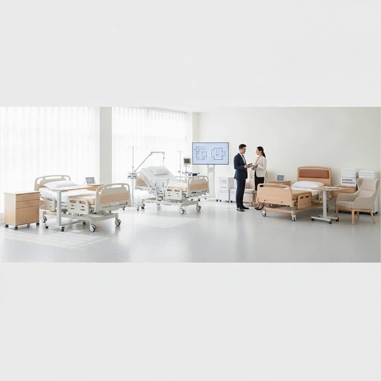 A detailed view of an ICU bed's control panel and a simpler remote for a general ward bed