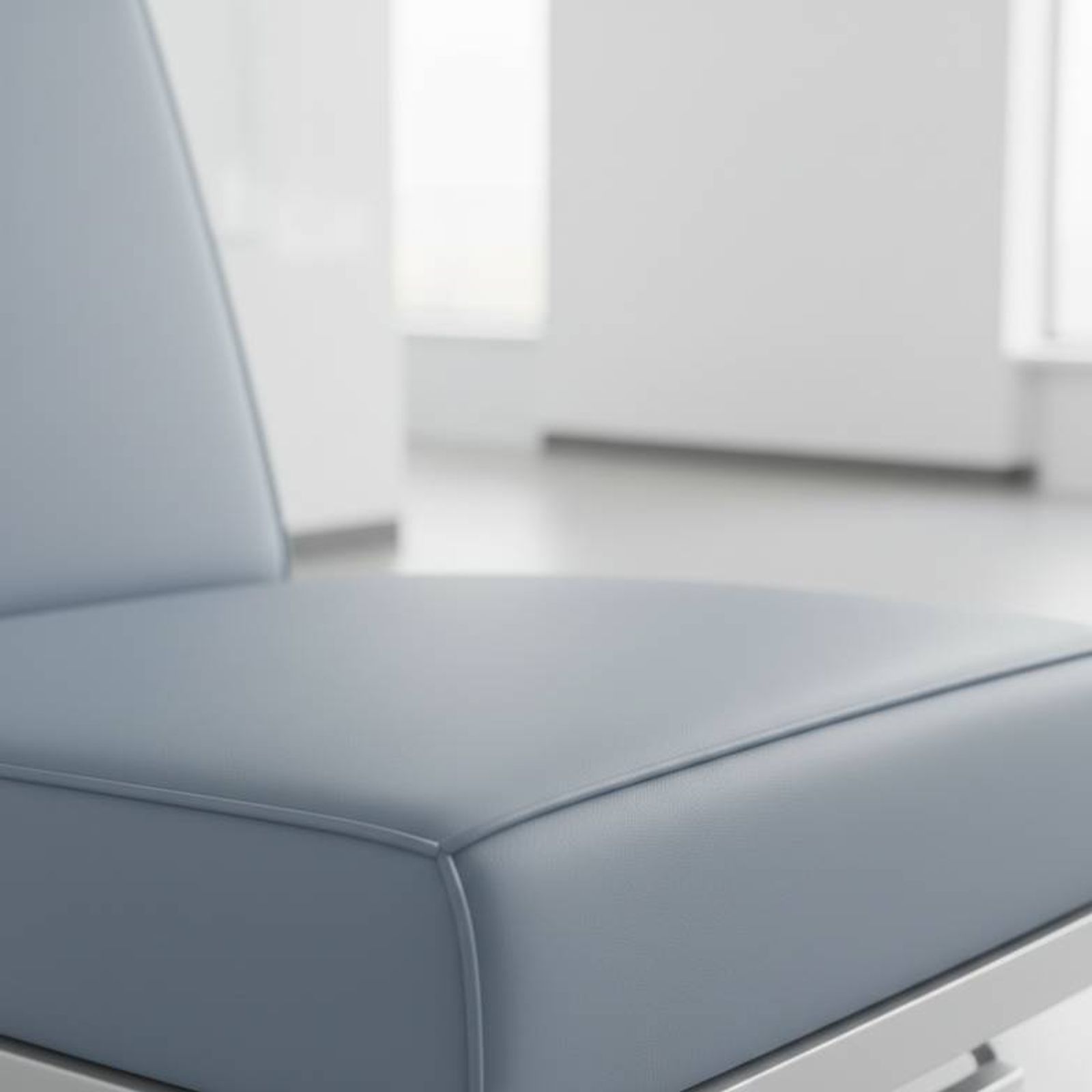 Close-up shot of durable, seamless upholstery on a medical chair.