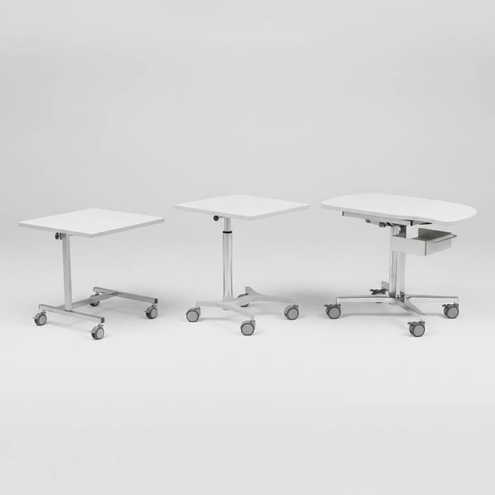 A "good, better, best" portfolio of overbed tables for medical equipment distributors.
