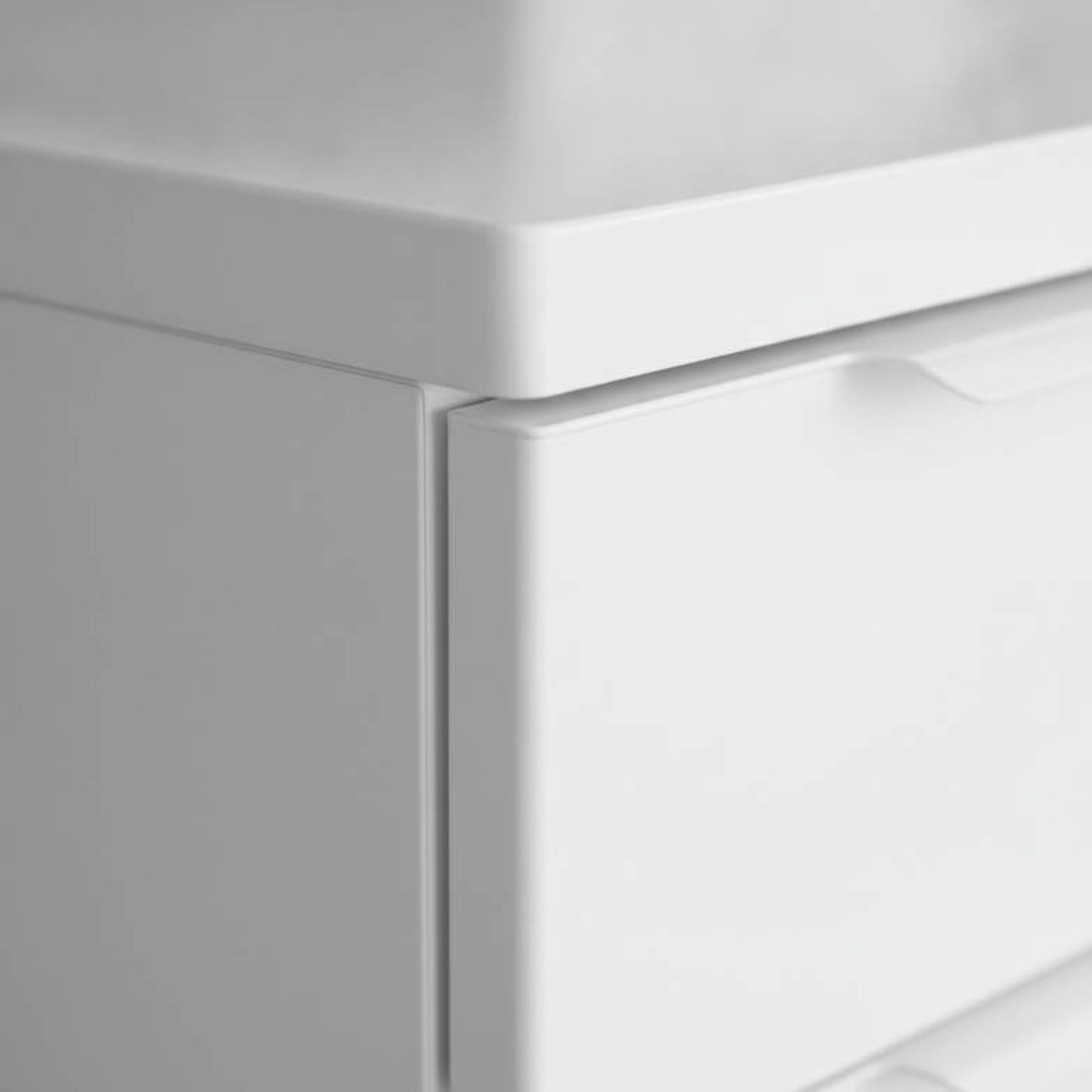Close-up of a high-quality ABS hospital bedside cabinet showing its seamless molded construction and thick corners
