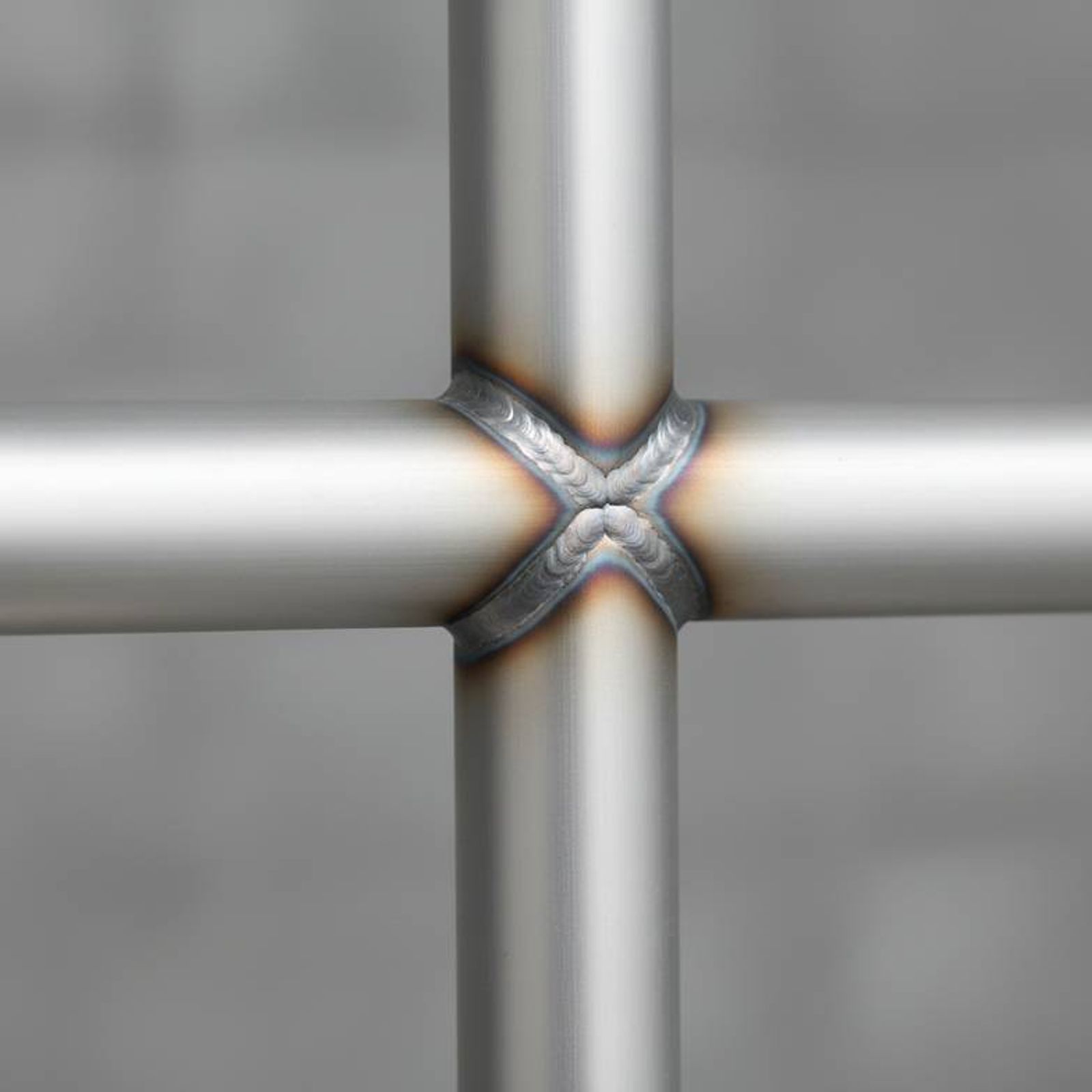 A close-up view of the aluminum frame and welding on an ambulance stretcher
