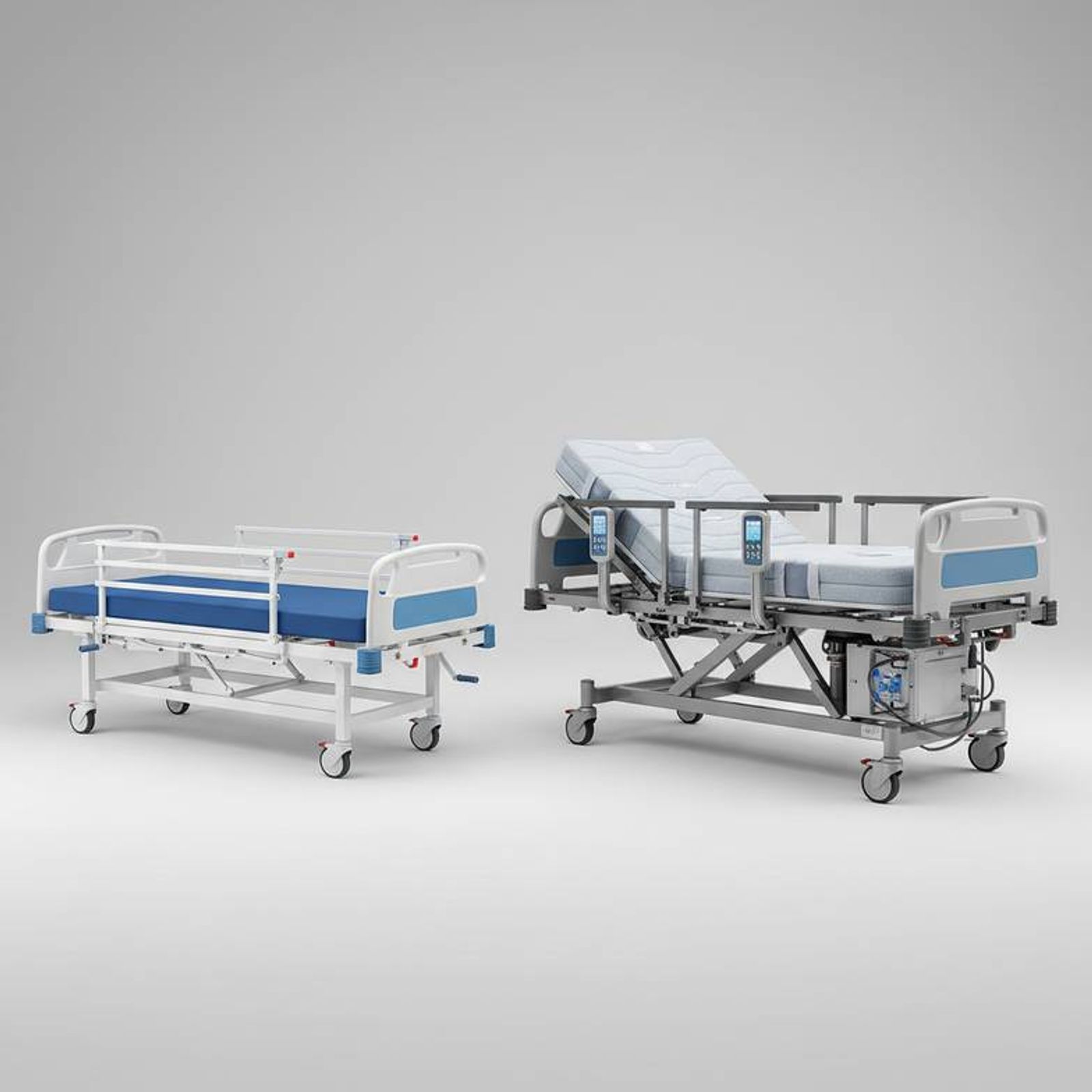 ICU bed with multiple monitors and features