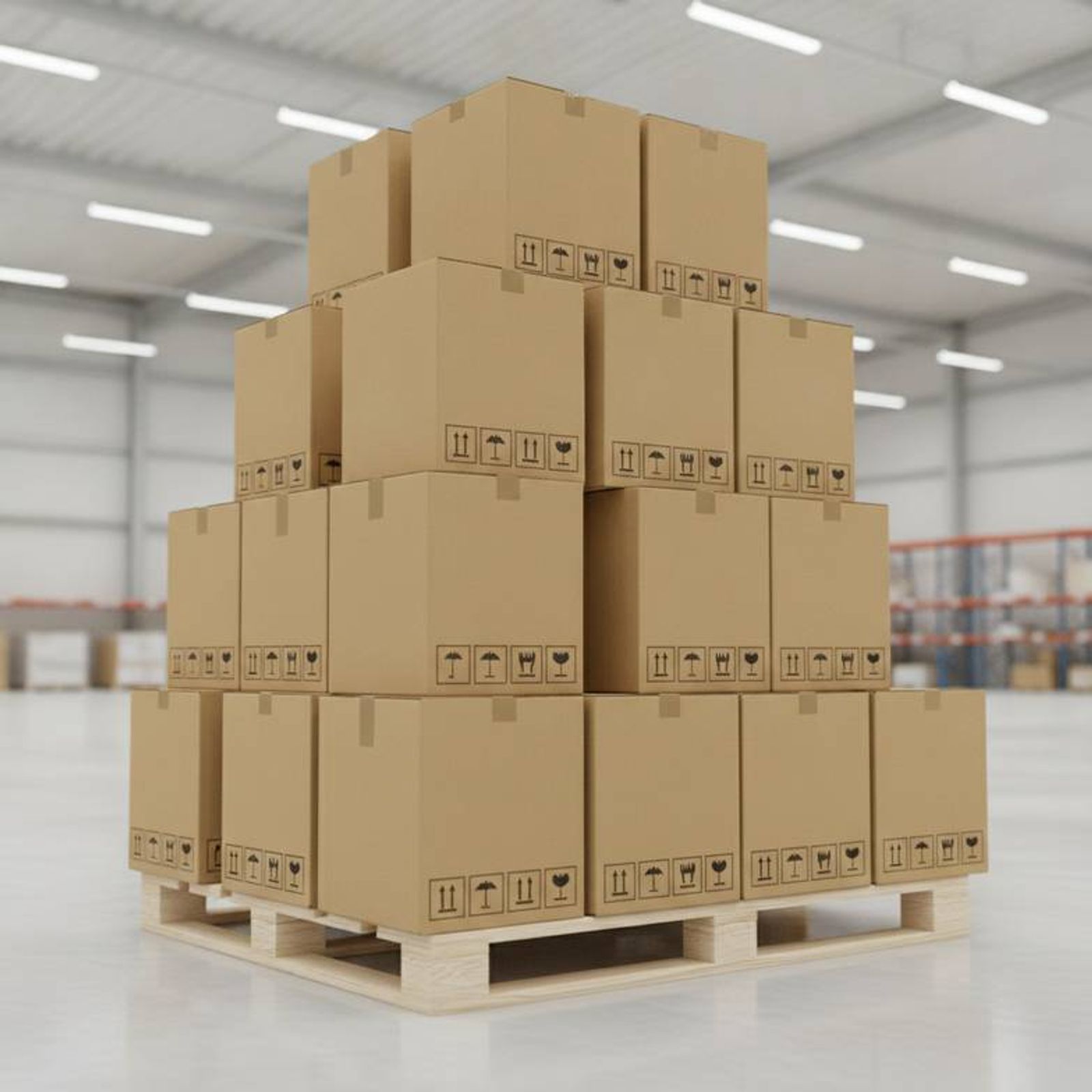 Well-packed hospital furniture cartons stacked neatly for shipping