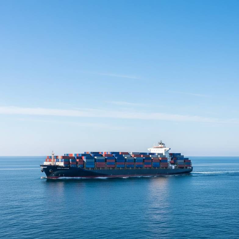 A cargo ship on the ocean, symbolizing the CIF hospital furniture incoterms where the supplier handles freight and insurance.