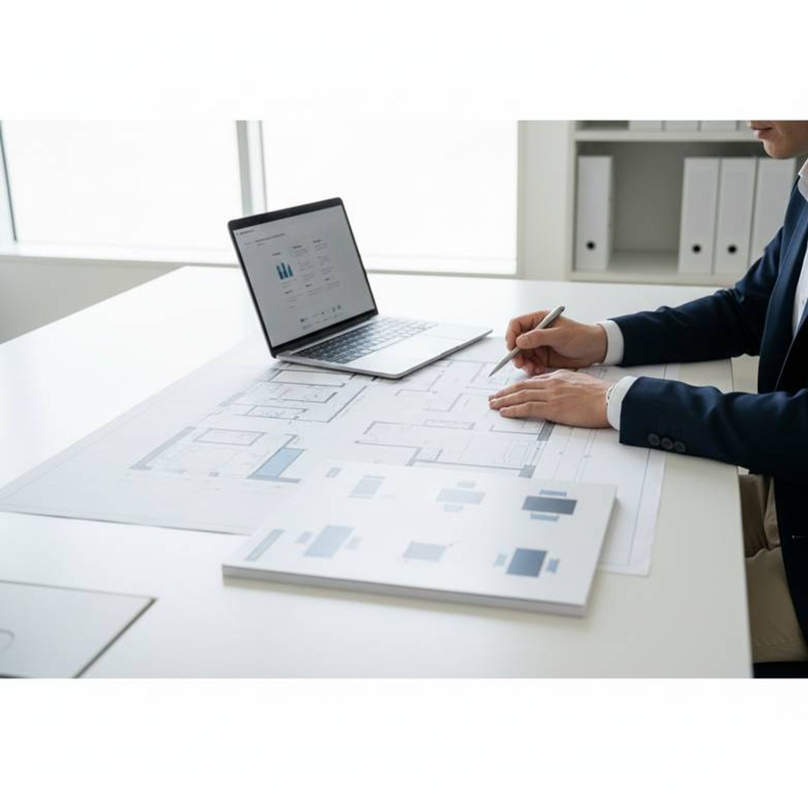 A medical equipment distributor reviewing a hospital furniture catalog and project plan.