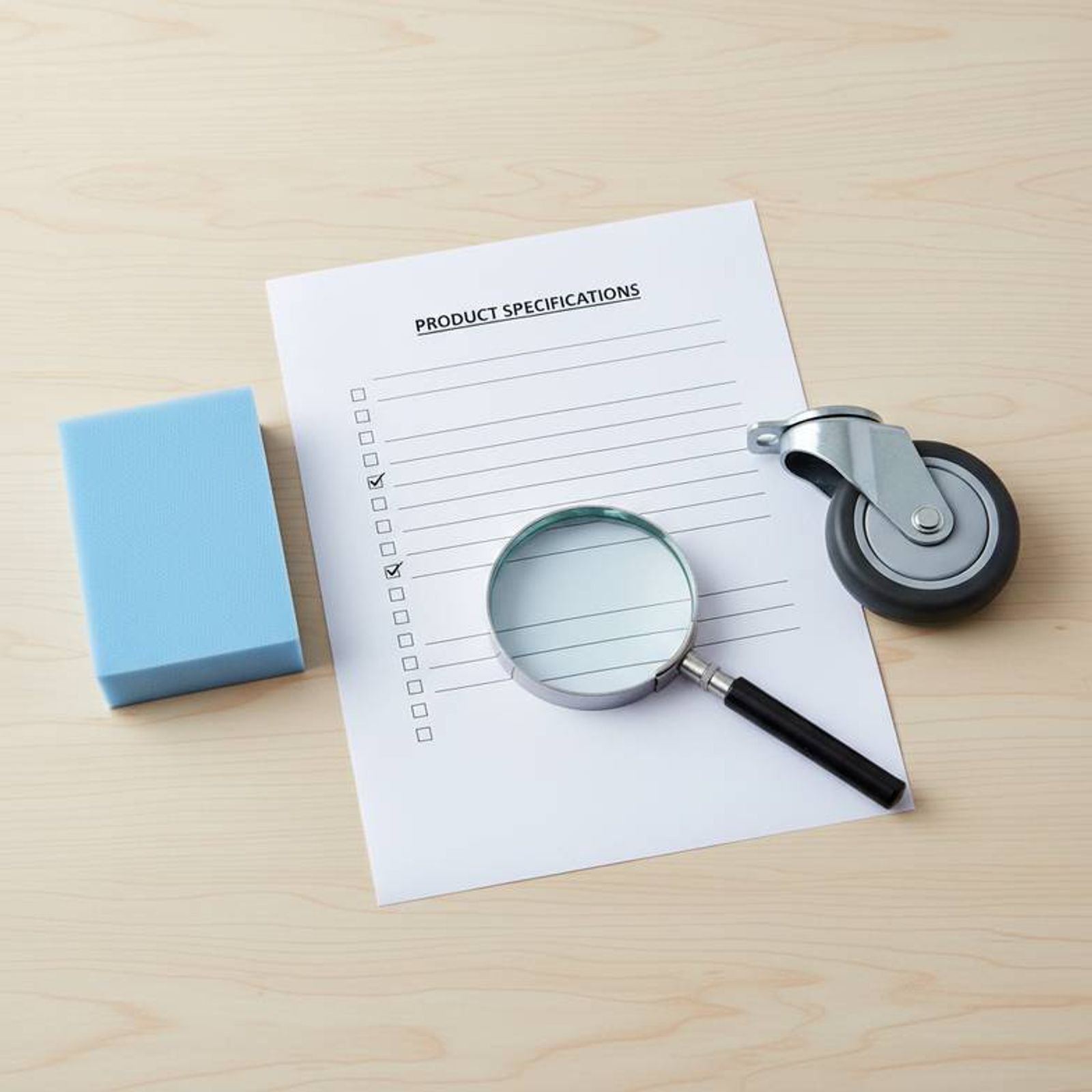 A procurement manager reviewing a detailed specification sheet with a supplier.