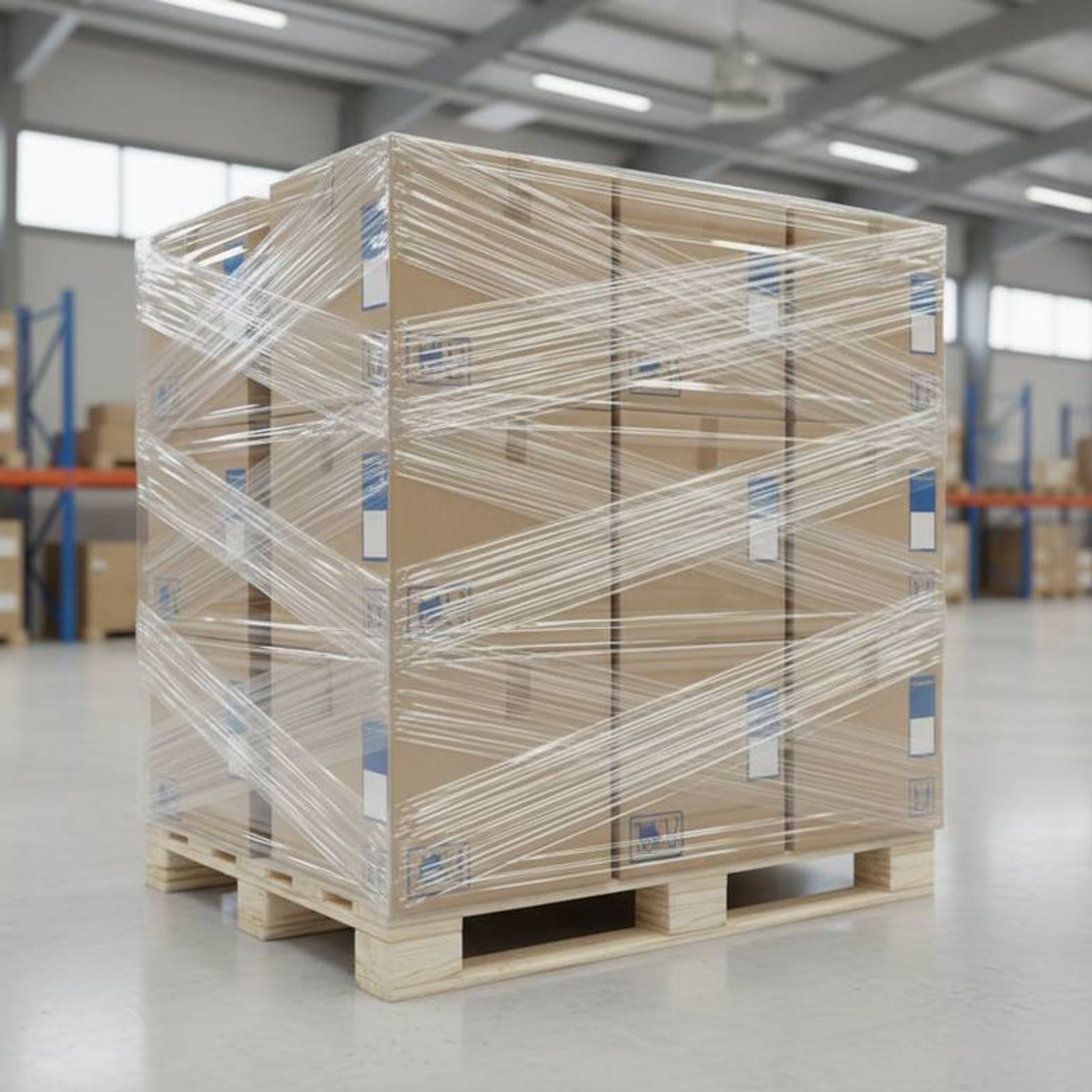 Stacks of sturdy, clearly labeled cartons of medical furniture, properly palletized and ready for shipment, demonstrating how to avoid logistical defects.