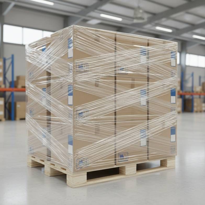 Stacks of sturdy, clearly labeled cartons of medical furniture, properly palletized and ready for shipment, demonstrating how to avoid logistical defects.