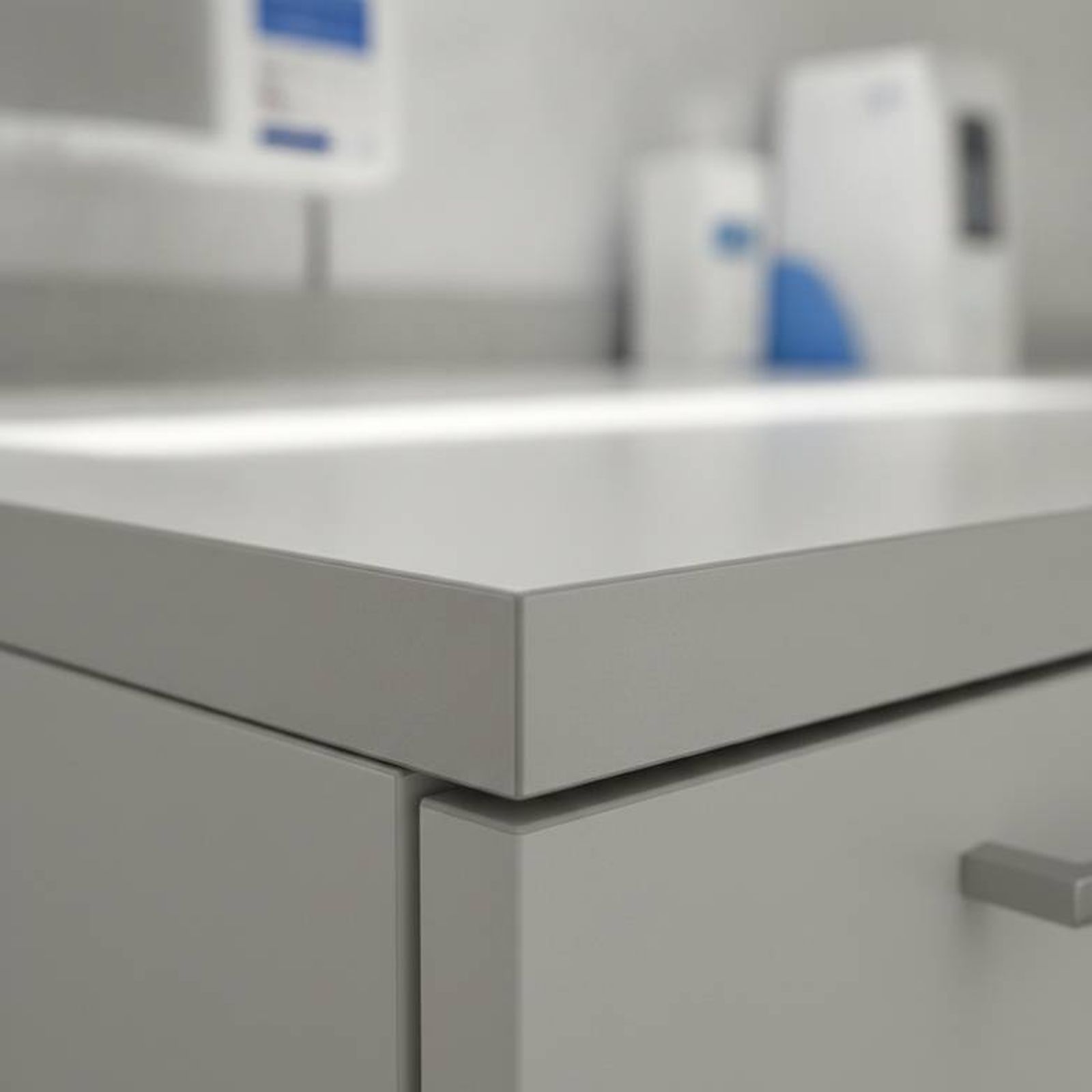A close-up view of a durable, non-porous medical furniture surface that is easy to clean