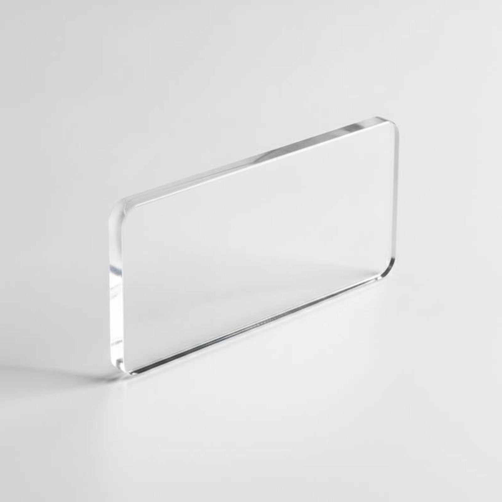 A detailed shot of a durable PC plastic medical trolley label holder, showing its clarity and thickness.