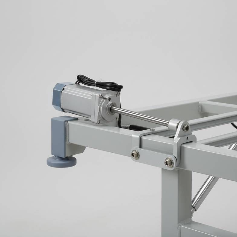 A detailed view of a hospital bed's actuator, a key component in the hospital bed replacement cycle