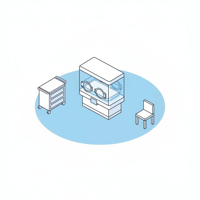 Illustration showing the 'arc of care' workflow space around a patient bed