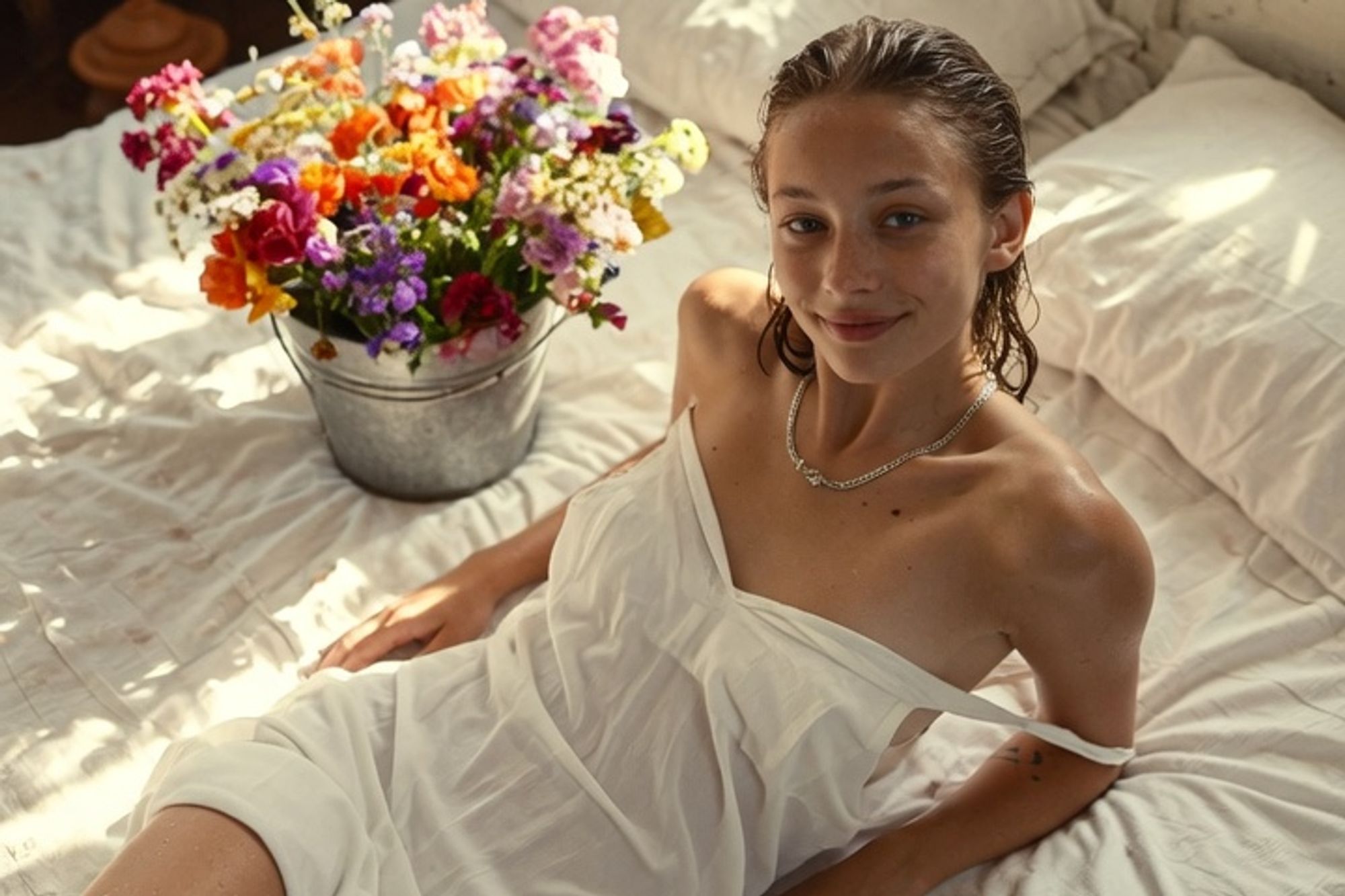 Dreamy Morning Bloom in Bed