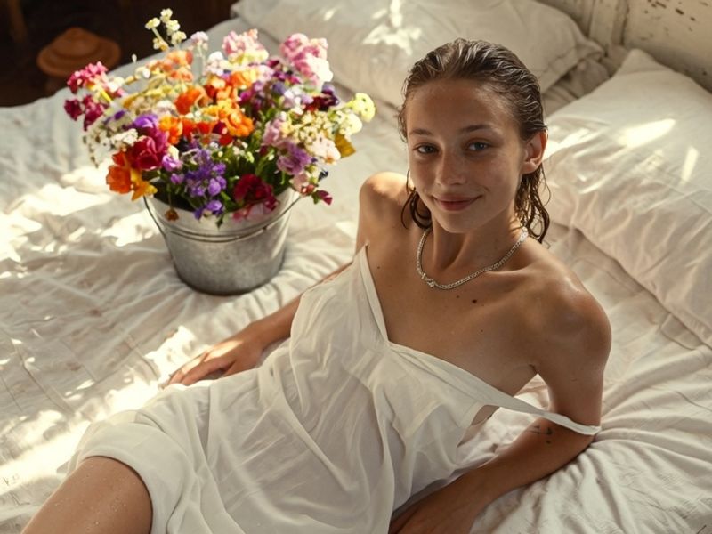Dreamy Morning Bloom in Bed