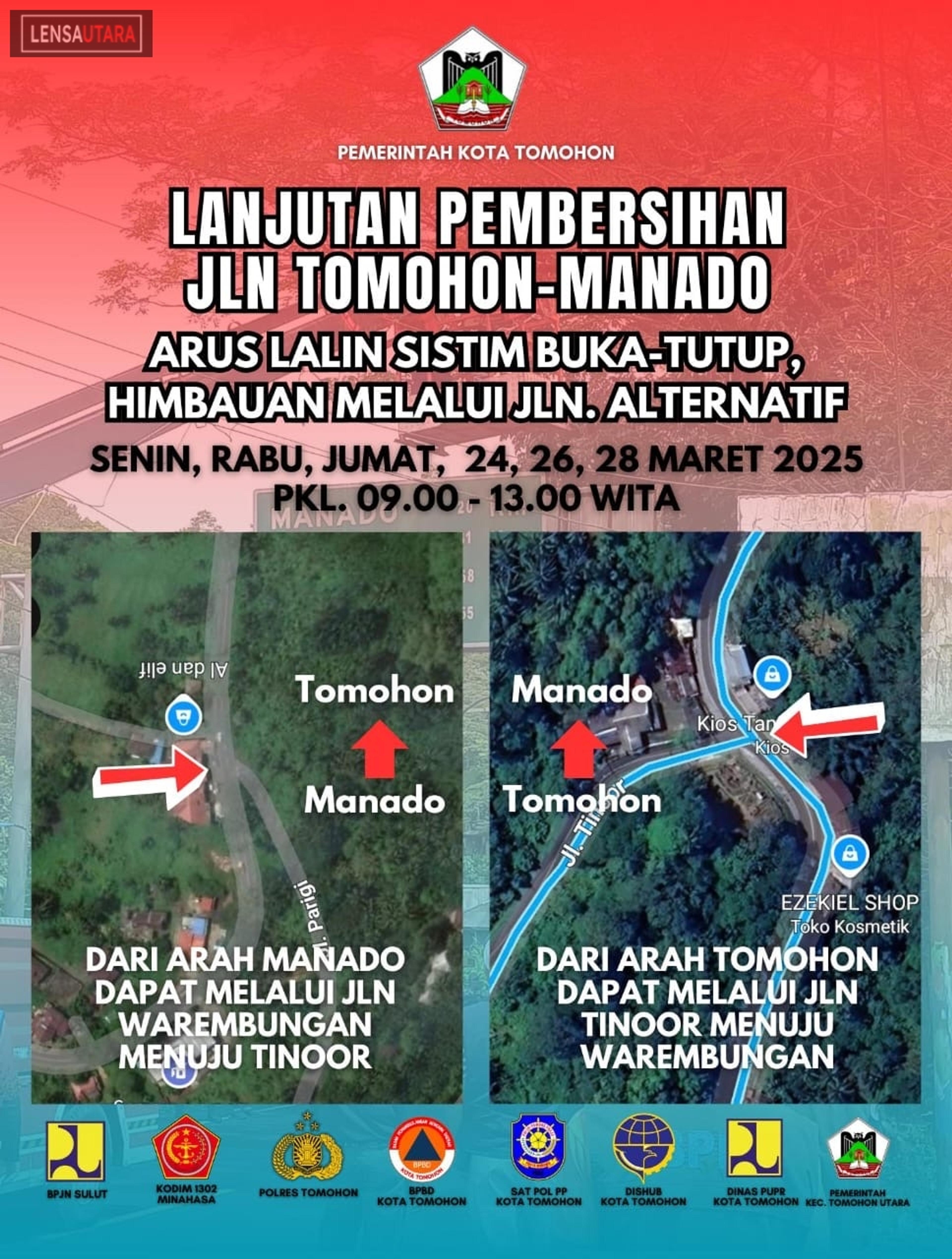 Hindari Macet! Ini Jalur Alternatif Saat Pembersihan Jalan Tomohon-Manado
